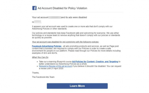 facebook个人广告账户被封